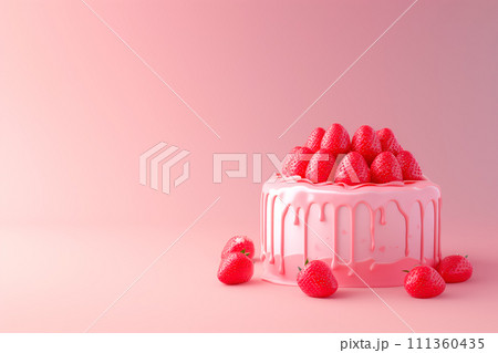 A delicious birthday cake covered in white frosting and multicolored sprinkles 111360435