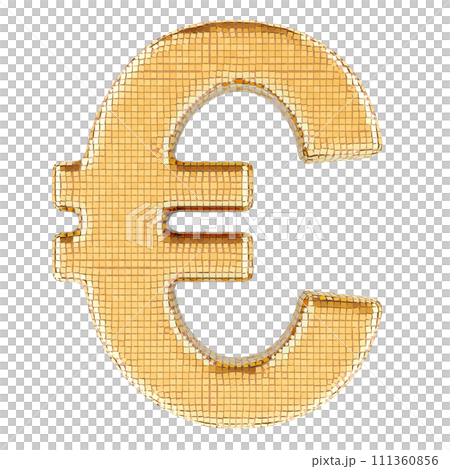 Euro sign from golden glitter mirror facets. 3D rendering 111360856