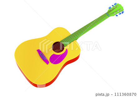 Colored acoustic guitar, 3D rendering 111360870