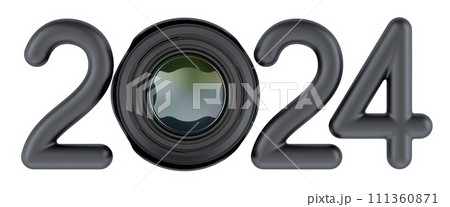 2024 with photography camera lens, 3D rendering 111360871