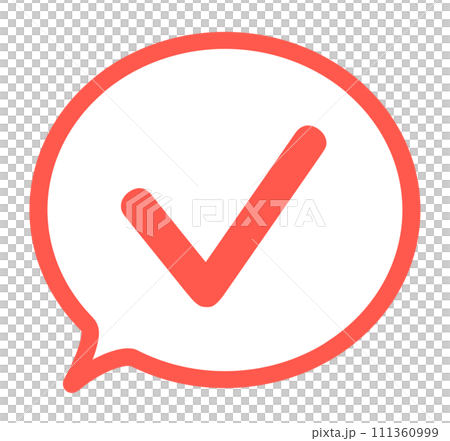 Simple red check mark and speech bubble Simple red check mark and speech bubble 111360999