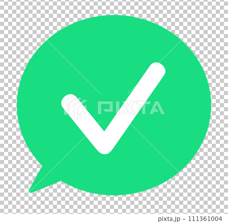 Simple green check mark and speech bubble Simple green check mark and speech bubble 111361004