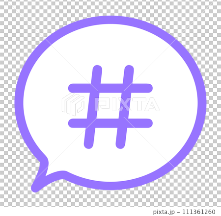 Simple purple hashtag and speech bubble 111361260