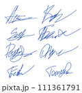 Hand written signature. Different example signatures isolated in white background. Vector illustration set of hand drawn name imprint 111361791