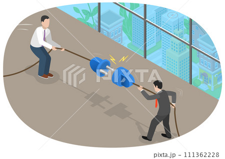 3D Isometric Flat  Conceptual Illustration of Disconnected Business, Communication Problems 111362228