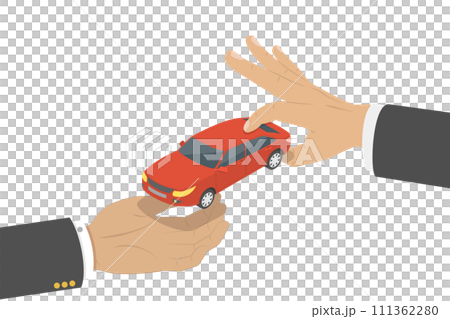 3D Isometric Flat  Conceptual Illustration of Selling Cars, Auto Rental, Carpool or Carsharing 111362280