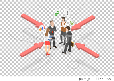 3D Isometric Flat  Conceptual Illustration of Customer Focused Approach, Target Audience Segmentation 111362299