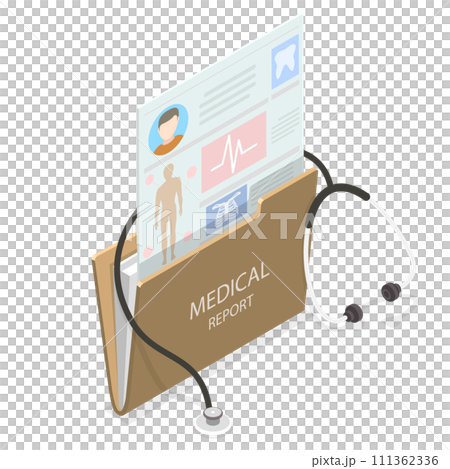3D Isometric Flat  Conceptual Illustration of Medical Report, EHR, Electronic Health Record 111362336