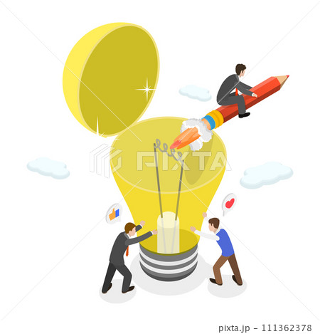 3D Isometric Flat  Conceptual Illustration of Successful Innovation, Creative Thinking or Idea Generation 3D Isometric Flat  Conceptual Illustration of Successful Innovation, Creative Thinking or Idea Generation 111362378