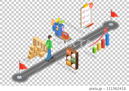 3D Isometric Flat Conceptual Illustration of 5S Methodology, Management Chart Diagram 3D Isometric Flat Conceptual Illustration of 5S Methodology, Management Chart Diagram 111362418