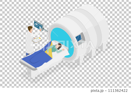 3D Isometric Flat  Conceptual Illustration of MRI Tomography, Magnetic Resonance Imaging 111362422