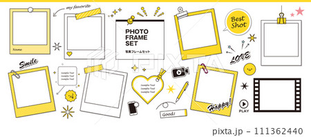 フォトフレームとフキダシなど楽しさを演出するあしらいセット 111362440