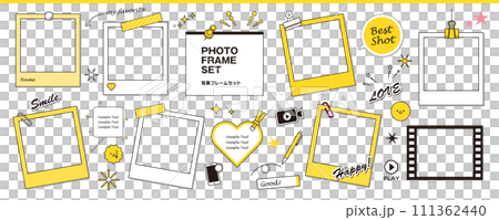 フォトフレームとフキダシなど楽しさを演出するあしらいセット 111362440