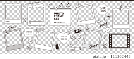 一套有趣的裝飾品，如相框和氣球 111362443