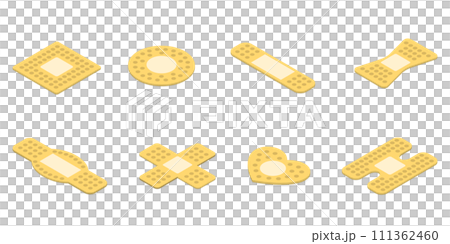 3D Isometric Flat  Icon of Medical Patches, First Aid Band Plasters Set 111362460