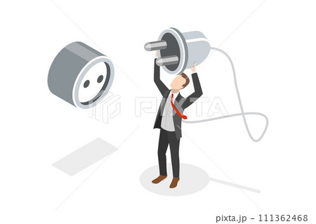 3D Isometric Flat  Conceptual Illustration of Self-charging, Burnout Recovery 111362468