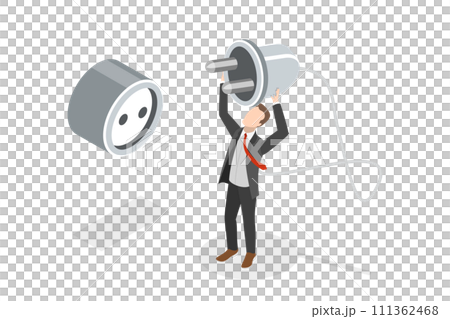 3D Isometric Flat  Conceptual Illustration of Self-charging, Burnout Recovery 111362468