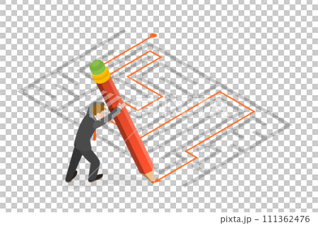 3D Isometric Flat  Conceptual Illustration of Challenge Maze, Business Solution, Difficulties Overcoming 111362476