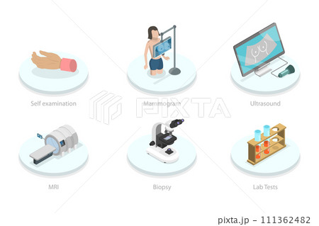 3D Isometric Flat Conceptual Illustration of Diagnosis Of Breast Cancer, Healthcare and Disease Prevention 3D Isometric Flat Conceptual Illustration of Diagnosis Of Breast Cancer, Healthcare and Disease Prevention 111362482