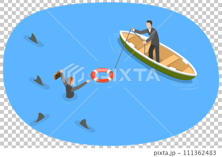 3D Isometric Flat Conceptual Illustration of Government Bailout, Financial Crisis 3D Isometric Flat Conceptual Illustration of Government Bailout, Financial Crisis 111362483