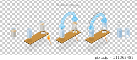 3D Isometric Flat  Conceptual Illustration of Separation Of Mixtures, Fractional Distillation 111362485