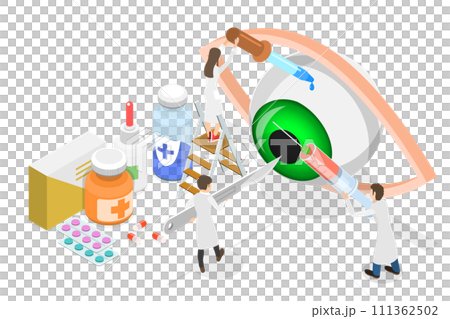 3D Isometric Flat Conceptual Illustration of Cataract Surgery , Ophthalmology or Eye Treatment 3D Isometric Flat Conceptual Illustration of Cataract Surgery , Ophthalmology or Eye Treatment 111362502