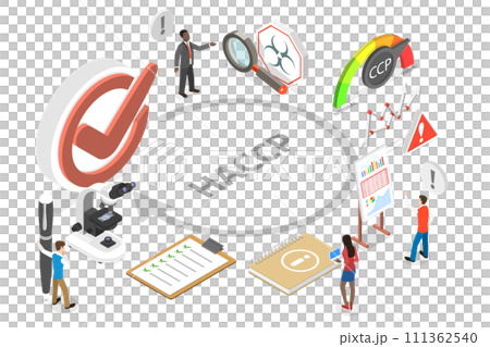 3D Isometric Flat  Conceptual Illustration of Hazard Analysis and Critical Control Points, HACCP St 111362540
