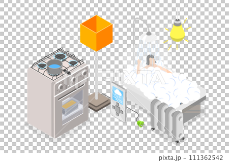 3D Isometric Flat Conceptual Illustration of House Technology, Home Electronic Equipment 3D Isometric Flat Conceptual Illustration of House Technology, Home Electronic Equipment 111362542