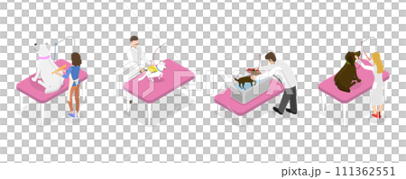 3D Isometric Flat Conceptual Illustration of Pet Grooming, Professional Pet Barber Services 3D Isometric Flat Conceptual Illustration of Pet Grooming, Professional Pet Barber Services 111362551