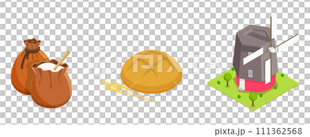 3D Isometric Flat  Conceptual Illustration of Bread Production, Natural Farming Food 111362568