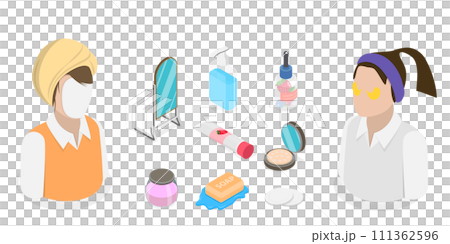 3D Isometric Flat  Set of Skincare Cosmetic, Beauty and Skin are Products 111362596
