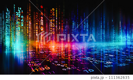 カラフルな膨大なデジタルデータのイメージ背景「AI生成画像」 111362635