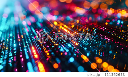 カラフルな膨大なデジタルデータのイメージ背景「AI生成画像」 111362638