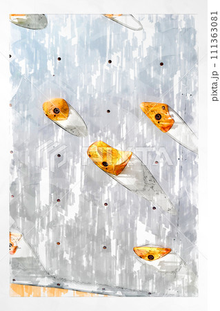 スケッチ風 ボルダリング ボルダリングウォール 壁 木製 ホールド  ボルダリングジム 111363081