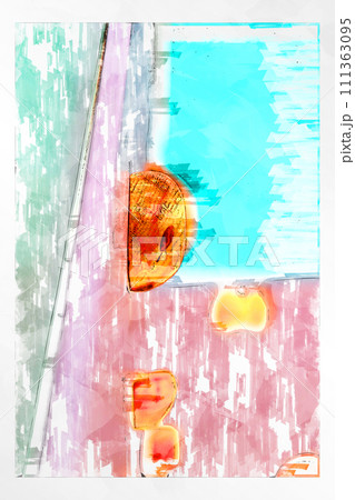 スケッチ風 ボルダリング ボルダリングウォール 壁 木製 ホールド  ボルダリングジム 111363095