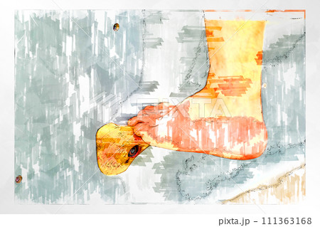 スケッチ風 ボルダリング ボルダリングウォール 壁 木製 ホールド  ボルダリングジム 111363168