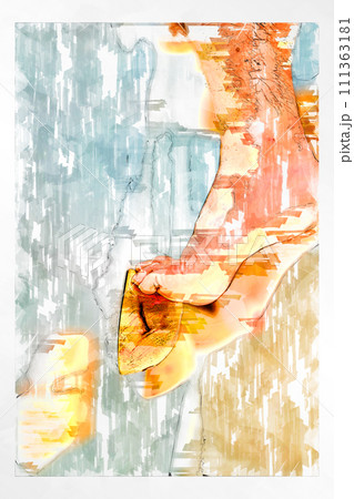 スケッチ風 ボルダリング ボルダリングウォール 壁 木製 ホールド  ボルダリングジム 111363181