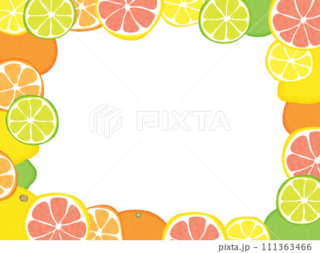 オレンジレモンライムグレープフルーツ柑橘類フレーム 111363466