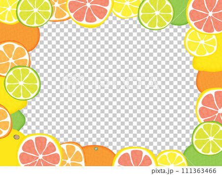 オレンジレモンライムグレープフルーツ柑橘類フレーム 111363466