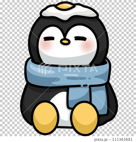 cute penguin with scraf and headphone 111363681
