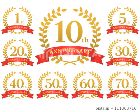 アニバーサリーアイコン金赤_ベクターイラスト 111363716