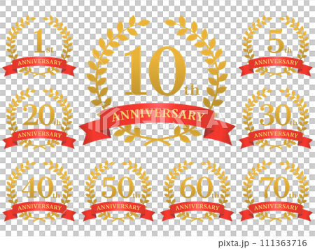 Anniversary icon gold red_vector illustration Anniversary icon gold red_vector illustration 111363716