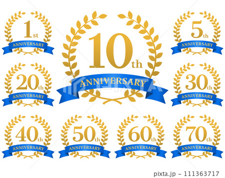 アニバーサリーアイコン金青_ベクターイラスト 111363717