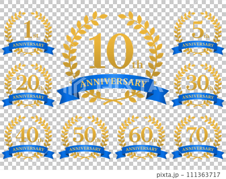 アニバーサリーアイコン金青_ベクターイラスト 111363717