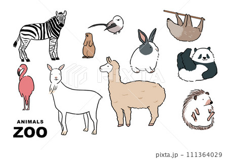 動物園かわいい動物のイラスト 111364029