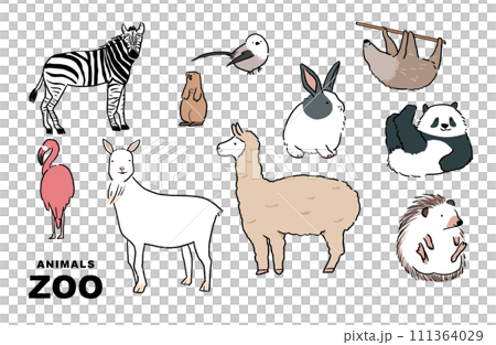 動物園可愛的動物插畫 111364029