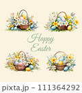 A basket of Easter eggs elements  111364292