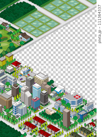 Three-dimensional view of the townscape. Cityscape. Three-dimensional view of the townscape. Cityscape. 111364337
