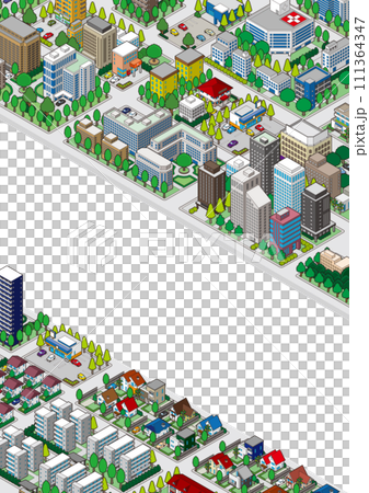 街並みの立体図. 都市の景観.  111364347