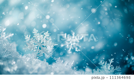 美しい雪の結晶、冬をイメージとした背景素材。企業ホームページやPPTなどの装飾用。 美しい雪の結晶、冬をイメージとした背景素材。企業ホームページやPPTなどの装飾用。 111364698